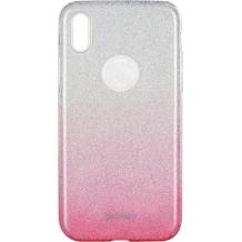 Луксозен силиконов калъф / гръб / TPU Kakusiga за Apple  Apple iPhone X - преливащ брокат / розово и сребристо