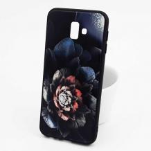 Луксозен стъклен твърд гръб за Samsung Galaxy J6 Plus 2018 - цвете 