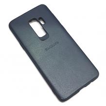  Луксозен кожен гръб за Samsung Galaxy S9 Plus G965 - тъмно син