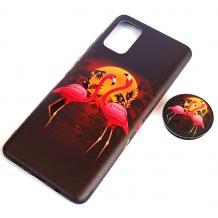 Луксозен силиконов калъф / гръб / TPU RUBY с Popsocket за Samsung Galaxy A71 - Flamingo on the beach