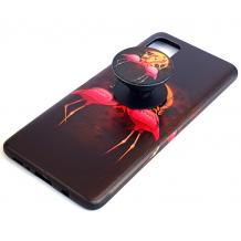 Луксозен силиконов калъф / гръб / TPU RUBY с Popsocket за Samsung Galaxy A71 - Flamingo on the beach