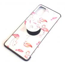 Луксозен силиконов калъф / гръб / TPU RUBY с Popsocket за Samsung Galaxy A71 - Pink Flamingo