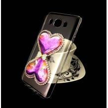 Силиконов калъф / гръб / TPU 3D с камъни за Samsung Galaxy J5 2016 J510 - прозрачен / лилав брокат / пясъчен часовник / сърце