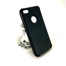 Силиконов гръб TPU Hybrid Air Jacket с твърда част за Apple iPhone 5 / iPhone 5S / iPhone SE - черен / релефен