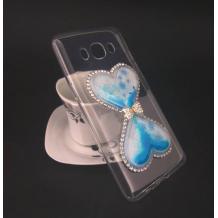 Силиконов калъф / гръб / TPU 3D с камъни за Samsung Galaxy J5 2016 J510 - прозрачен / син брокат / пясъчен часовник / сърце