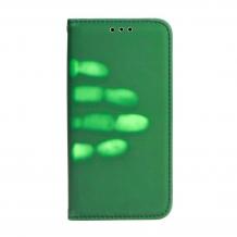 Луксозен термо кожен калъф Flip тефтер със стойка Thermo Book за Sony Xperia XA1 - зелен