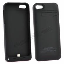 Заден капак / твърд гръб / батерия със стойка за Apple iPhone 5 / iPhone 5S - 2200mAh / черен