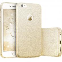 Силиконов калъф / гръб / TPU за Apple iPhone 5 / iPhone 5S / iPhone SE - златист / брокат