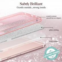 Луксозен силиконов гръб зa Apple iPhone 6 / iPhone 6S - розов / брокат