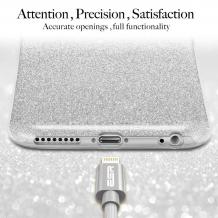 Силиконов калъф / гръб / TPU за Apple iPhone 7 / iPhone 8 - сребрист / брокат