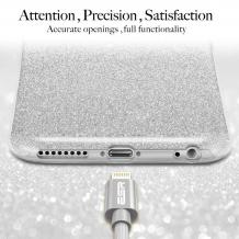 Силиконов калъф / гръб / TPU за Apple iPhone 7 / iPhone 8 - сребрист / брокат