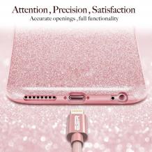 Силиконов калъф / гръб / TPU за Apple iPhone 7 / iPhone 8 - розов / брокат