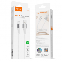 Кабел VIDVIE CB4038 за зареждане и пренос на данни / USB to Type-C 3A 1m - бял