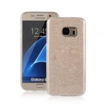 Силиконов калъф / гръб / TPU за Samsung Galaxy S7 G930 - златист / брокат