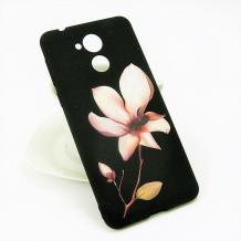 Луксозен силиконов калъф / гръб / TPU за Huawei Nova Smart - черен / цвете