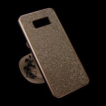 Луксозен твърд гръб  3D с камъни за Samsung Galaxy S8 Plus G955 - сребрист  
