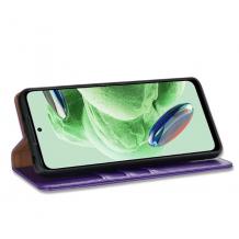 Кожен калъф Flip тефтер Magnetic Book със стойка за Motorola Moto G35 5G - лилав
