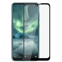 3D full cover Tempered glass Full Glue screen protector за Nokia 2.3 / Извит стъклен скрийн протектор с лепило от вътрешната страна за Nokia 2.3 - черен