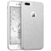 Луксозен силиконов гръб зa Apple iPhone 7 Plus / iPhone 8 Plus - сив / брокат