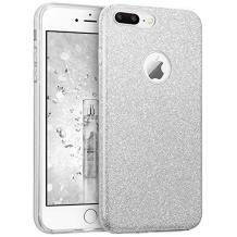 Луксозен силиконов гръб зa Apple iPhone 7 Plus / iPhone 8 Plus - сив / брокат