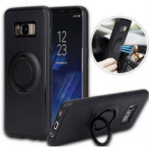 Силиконов калъф / гръб / TPU iFace Hamee Magnetic Finger Ring Car Holder за Samsung Galaxy S7 Edge G935 - черен