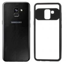 Луксозен силиконов калъф TPU за Samsung Galaxy A8 2018 A530F - прозрачен / черен кант