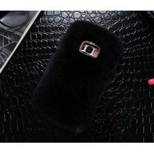 Луксозен силиконов калъф / гръб / TPU 3D с пух и камъни за Samsung Galaxy S8 G950 - черен