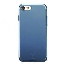 Оригинален силиконов калъф / гръб / TPU Baseus Simple Series Clear Case за iPhone 7 Plus / iPhone 8 Plus - син