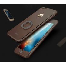 Луксозен гръб със стойка 3in1 360° Full Cover с твърда рамка JOYROOM за Apple iPhone 7 / iPhone 8 - тъмно кафяв / лице и гръб