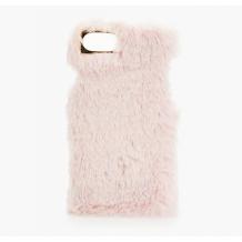 Луксозен силиконов калъф / гръб / TPU 3D с пух и камъни за Apple iPhone 7 / iPhone 8 - бежов
