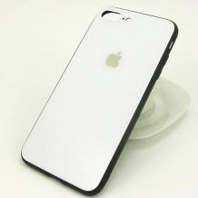 Луксозен стъклен твърд гръб за Apple iPhone 7 Plus / iPhone 8 Plus - Бял