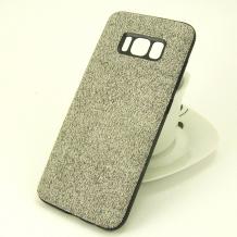Луксозен твърд гръб за Samsung Galaxy S8 G950 - черен кант / бял текстил