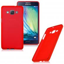 Ултра тънък силиконов калъф / гръб / TPU Ultra Thin i-Zore за Samsung Galaxy A8 - червен