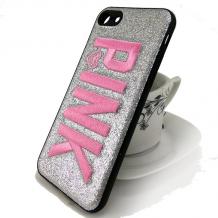 Луксозен силиконов калъф / гръб / TPU за Apple iPhone 7 / iPhone 8 - Pink / сребрист брокат