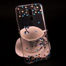 Луксозен силиконов калъф / гръб / TPU 3D с камъни за Huawei Mate 10 Lite / Honor 9i - прозрачен / цветни камъни