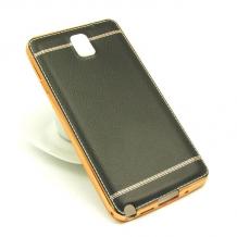 Луксозен силиконов калъф / гръб / TPU за Samsung Galaxy Note 3 N9000 / Samsung Note 3 N9005 - черен / имитиращ кожа