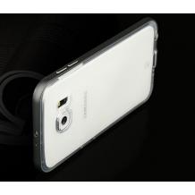 Метален бъмпер / Bumper Baseus Fusion Series със силиконов гръб за Samsung Galaxy S6 G920 - прозрачен / тъмно сив 