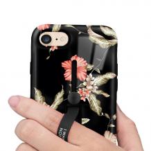 Луксозен гръб с подвижен пръстен/държач за Xiaomi Redmi 6 - лилави листа