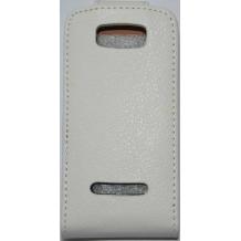 Кожен калъф тип Flip за Nokia Asha 305 - бял