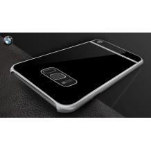Оригинален твърд гръб BMW Mirror Electroplated Metal Hard Case за Samsung Galaxy S8 G950 - черен / сребрист кант