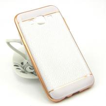 Луксозен силиконов калъф / гръб / TPU за Samsung Galaxy J5 J500 - бял / имитиращ кожа