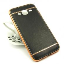 Луксозен силиконов калъф / гръб / TPU за Samsung Galaxy J5 J500 - черен / имитиращ кожа