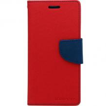  Луксозен кожен калъф Flip тефтер със стойка MERCURY Fancy Diary за Alcatel One Touch Pixi 4 (5.0) 5045X  - червен