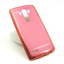 Луксозен силиконов калъф / гръб / TPU за LG G4 - розов / имитиращ кожа