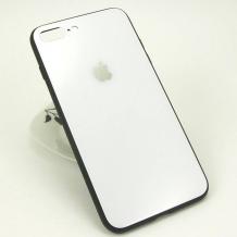 Луксозен стъклен твърд гръб за Apple iPhone 7 / iPhone 8 - бял / черен кант