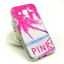 Силиконов калъф / гръб / TPU за Samsung Galaxy J3 / Galaxy J3 2016 J320 - Палма / Pink