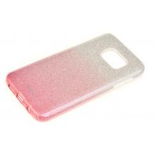 Луксозен силиконов калъф / гръб / TPU Kakusiga за Samsung Galaxy S7 Edge G935 - преливащ / розово и сребристо