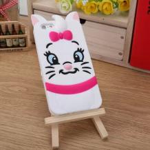Силиконов гръб / калъф / TPU 3D за Apple iPhone 6 / iPhone 6S - коте / бял