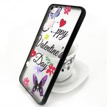 Луксозен силиконов калъф / гръб / TPU с камъни и панделки за Huawei P10 Lite - Happy Valentine`s Day