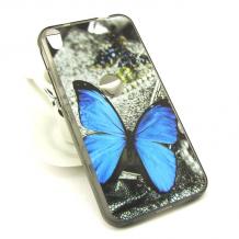 Силиконов калъф / гръб / TPU за Alcatel Shine Lite - сив / синя пеперуда